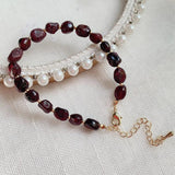 Rock Quartz & Red Garnet Crystal Bracelet - Blessing Reiki Jewelry