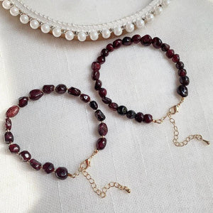 Rock Quartz & Red Garnet Crystal Bracelet - Blessing Reiki Jewelry