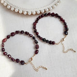 Rock Quartz & Red Garnet Crystal Bracelet - Blessing Reiki Jewelry