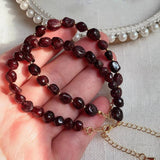 Rock Quartz & Red Garnet Crystal Bracelet - Blessing Reiki Jewelry
