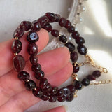 Rock Quartz & Red Garnet Crystal Bracelet - Blessing Reiki Jewelry