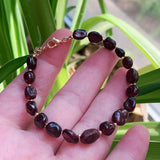 Rock Quartz & Red Garnet Crystal Bracelet - Blessing Reiki Jewelry