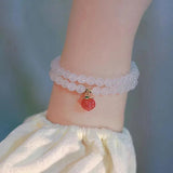 Blessing Character Peach Pendant Pearl Bracelet Ladies