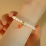 Blessing Character Peach Pendant Pearl Bracelet Ladies