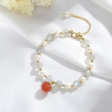 Blessing Character Peach Pendant Pearl Bracelet Ladies