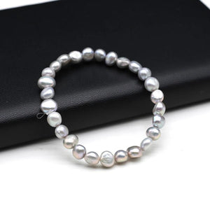 7-8mm Freshwater Pearl Bracelet Irregural Elasticity Beaded Bracalet