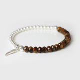 Tiger Eye Stone Angel Wings Charm Bracelet