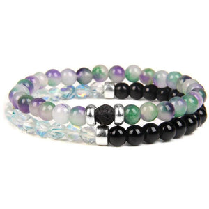 Double-layer 6MM Bead Bracelet Set Healing Yoga Bangle for Women Men