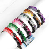 Double-layer 6MM Bead Bracelet Set Healing Yoga Bangle for Women Men