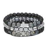 3pcs/Lot Cross Bead Bracelet Sets Hematite Stone Beaded Bracelets