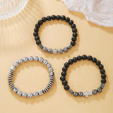 3pcs/Lot Cross Bead Bracelet Sets Hematite Stone Beaded Bracelets
