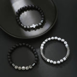 3pcs/Lot Cross Bead Bracelet Sets Hematite Stone Beaded Bracelets
