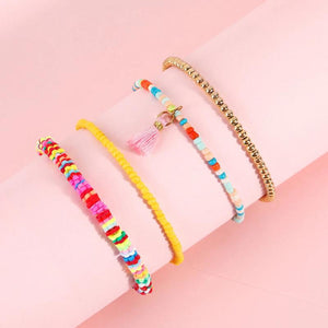 Bohemian Ethnic Soft Pottery Bracelet with Tassel Pendant