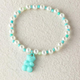 Resin Candy Jelly Bear Charms Bracelet Set Pearls Beads