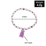 Resin Candy Jelly Bear Charms Bracelet Set Pearls Beads