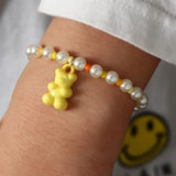Resin Candy Jelly Bear Charms Bracelet Set Pearls Beads