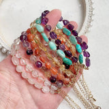 Natural Crystal Bracelet Irregular Stone Carnelian Amazonite Fluorite