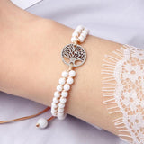 Tree Of Life Charm Beaded Bracelet Natural Stone Boho Wristband