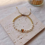 Freshwater Pearls Bracelet Heart Shell Cross Charm Pulseras