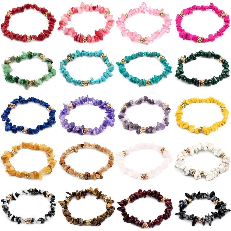 30 Colors Natural Stone Bracelet Irregular Crystals Gravel Beaded Bracelsts