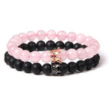 2pcs/set Agat Bead Bracelets Crown Charm Couples Jewelry