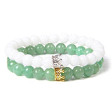 2pcs/set Agat Bead Bracelets Crown Charm Couples Jewelry