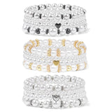 4pc/Set Pearl Bracelets Hematite Heart Charm Bracelet Wedding Jewelry