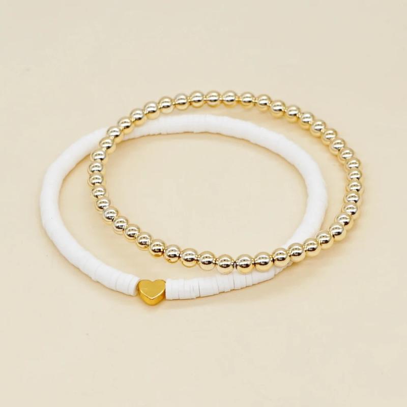 2Pcs/lot Colorful Heishi Bracelet Set Beaded Bracelets for Women