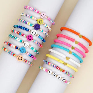 2Pcs/lot Colorful Heishi Bracelet Set Beaded Bracelets for Women