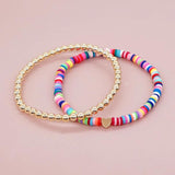 2Pcs/lot Colorful Heishi Bracelet Set Beaded Bracelets for Women