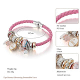Women Charms Leather Bracelets & Bangles with Crystal Beads