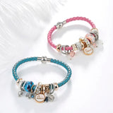 Women Charms Leather Bracelets & Bangles with Crystal Beads