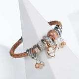 Women Charms Leather Bracelets & Bangles with Crystal Beads
