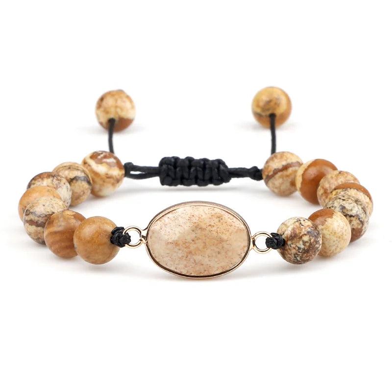 8mm Picture Stone Beads Bracelet