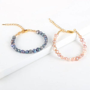 Freshwater Baroque Pearls Bracelet Adjustable Chain Pink Jewelry