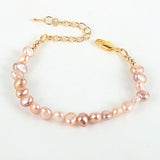 Freshwater Baroque Pearls Bracelet Adjustable Chain Pink Jewelry