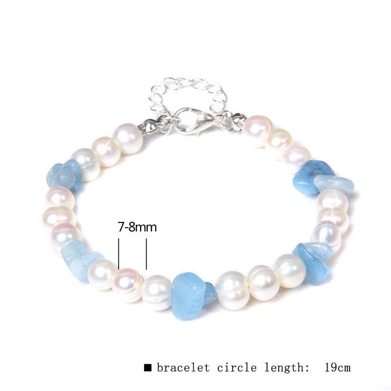 Natural Pearl Bracelet Citrines Bangle Aquamarines Crystal Malachite