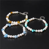 Natural Pearl Bracelet Citrines Bangle Aquamarines Crystal Malachite
