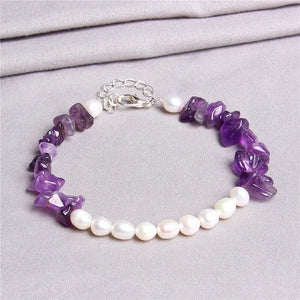 Colorful Natural Oval Pearl Beads Bracelet with Tiger Eye Stone