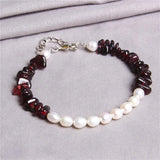 Colorful Natural Oval Pearl Beads Bracelet with Tiger Eye Stone