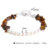 Colorful Natural Oval Pearl Beads Bracelet with Tiger Eye Stone