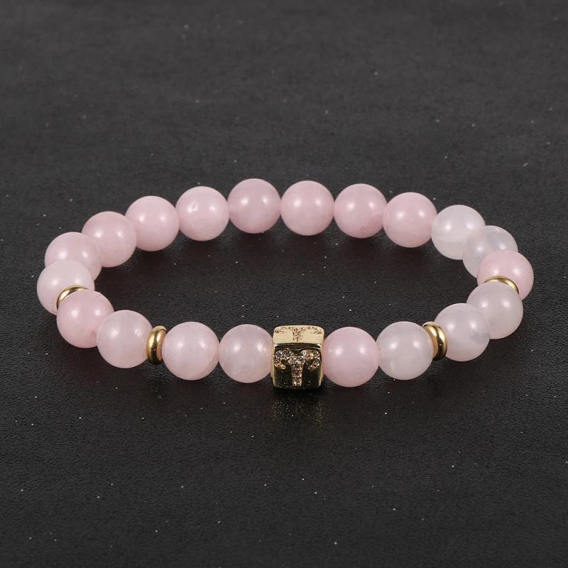 Pink Crystal Quartz Constellation Bracelet Set