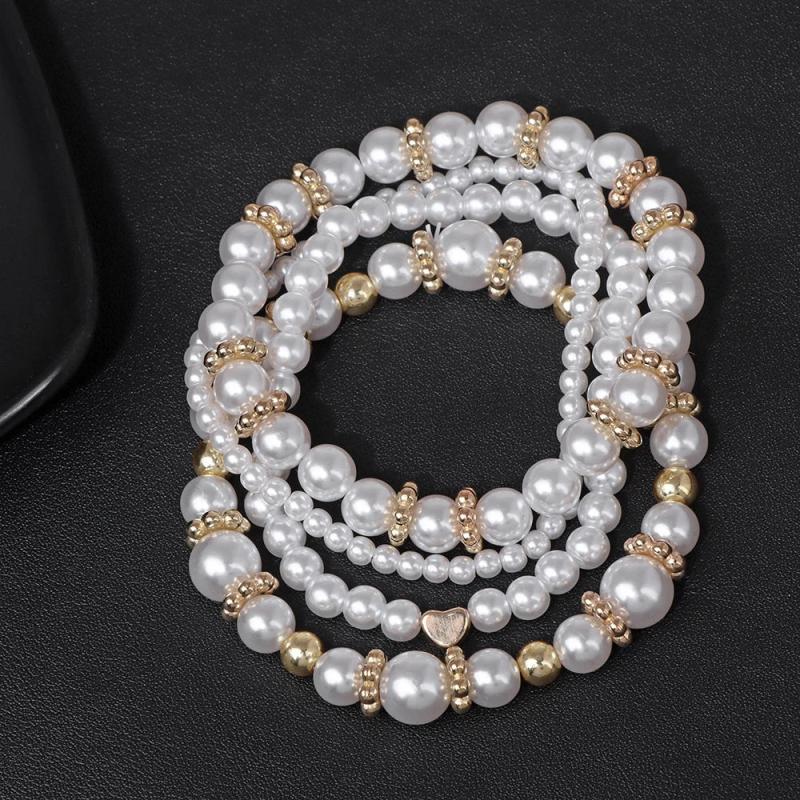 Freshwater Mother of Shell Bracelets Set 4pcs/Lot Pearl Beaded Bracelet