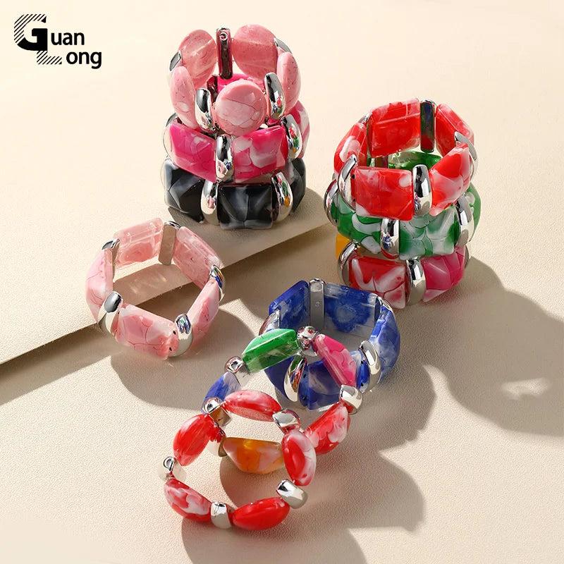 Vintage Geometric Chain Link Bracelets for Women Adjustable Wide Bangle