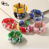 Vintage Geometric Chain Link Bracelets for Women Adjustable Wide Bangle