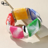Vintage Geometric Chain Link Bracelets for Women Adjustable Wide Bangle