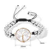 Natural Stone Tree Of Life Charm Beads Bracelet Agates Quartz
