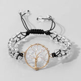 Natural Stone Tree Of Life Charm Beads Bracelet Agates Quartz