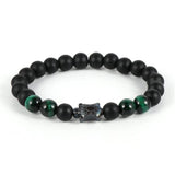 Natural Tiger Eye Stone Beaded Bracelet with Hematite Turtle Charm