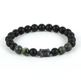 Natural Tiger Eye Stone Beaded Bracelet with Hematite Turtle Charm